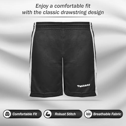 Vizari Athletic Shorts for Adult | Breathable Polyester Perfect for Soccer, Gym, Running, and Sports Play Black - Image 2