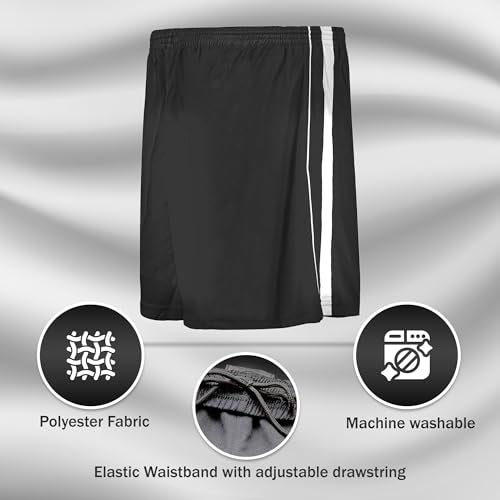 Vizari Athletic Shorts for Adult | Breathable Polyester Perfect for Soccer, Gym, Running, and Sports Play Black - Image 3