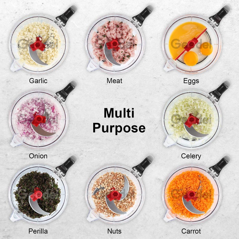 Geedel Hand Food Chopper, Quick Manual Vegetable Processor, Easy To Clean Rotary Dicer Mincer Mixer Blender for Onion, Garlic, Salad, Salsa, Nuts, Meat, Fruit, Ice, etc - Image 5