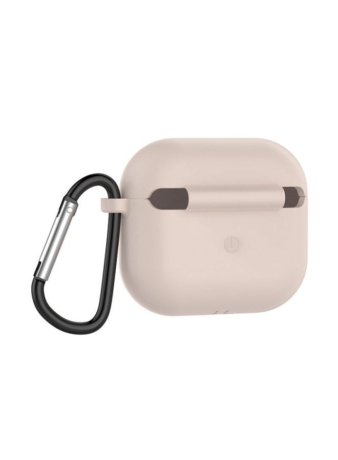 Kmaxai Airpods 3rd Generation Protective Case, Silicone Integrated Soft Shell With Hook, Apple True Wireless Earphones 3 Charging Case Frosted Cover, Anti-fingerprint, Solid Color, Simple Design, Sand Pink - Image 4