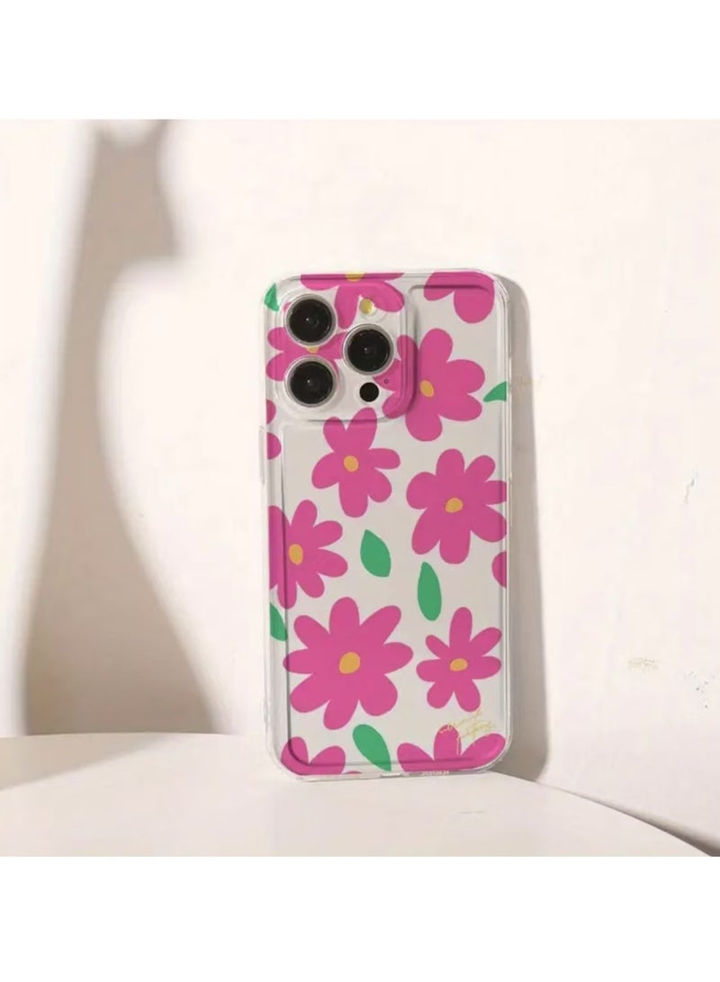 Transparent Pink Floral Space Case for iPhone 16 Pro Max – Shockproof, Scratch-Resistant, Drop Protection - Image 5