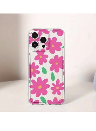 Transparent Pink Floral Space Case for iPhone 16 Pro Max