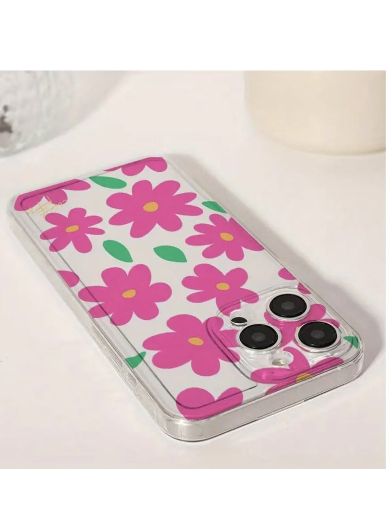 Transparent Pink Floral Space Case for iPhone 16 Pro Max – Shockproof, Scratch-Resistant, Drop Protection - Image 4
