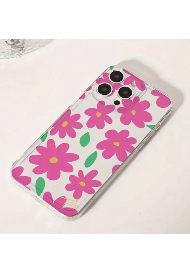 Transparent Pink Floral Space Case for iPhone 16 Pro Max – Shockproof, Scratch-Resistant, Drop Protection - Image 2