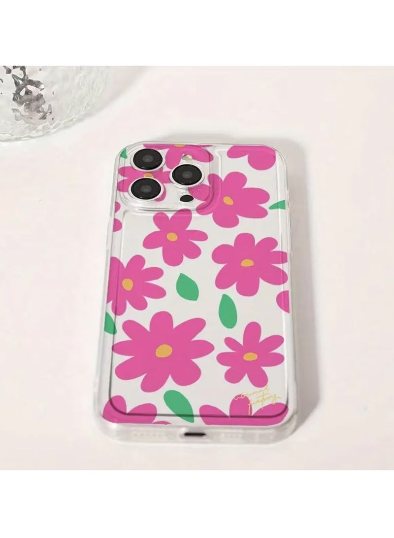 Transparent Pink Floral Space Case for iPhone 16 Pro Max – Shockproof, Scratch-Resistant, Drop Protection - Image 3