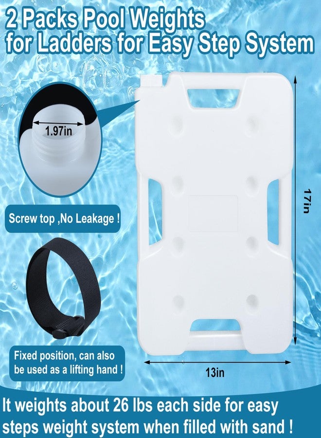 Jeyeou 2 Pack Swimming Pool Ladder Weights for Above Ground Pools, Plastic Pool Step Weights Removable Stair Weights Anchor Container Sand Bag with 8 Hook and Loop Straps Hold 52lbs for Easy Step System - Image 2