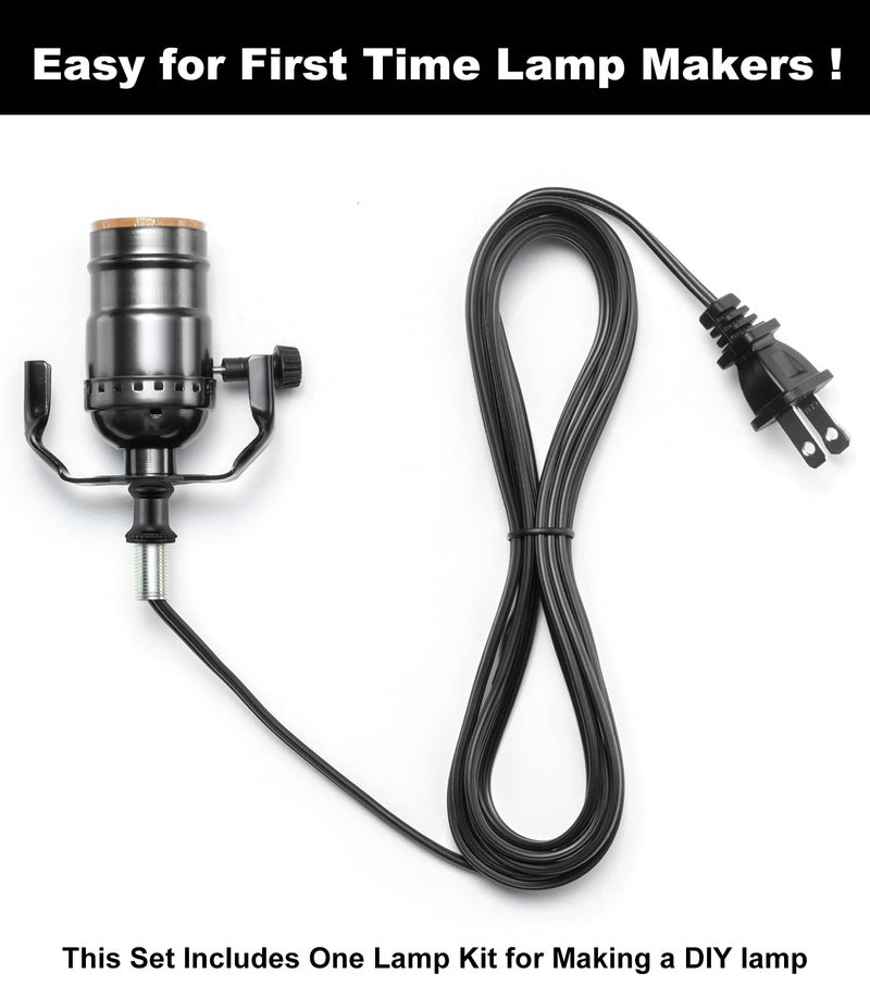 Qc Black Lamp Rewire Kit, Lamp Wiring Kit with 12 FT Lamp Cord Replacement, 3 Way Socket and Essential Hardware, Lamp Parts for Repair Table Lamps and Floor Lamps, Lamp Kits for Do It Yourself - Image 3