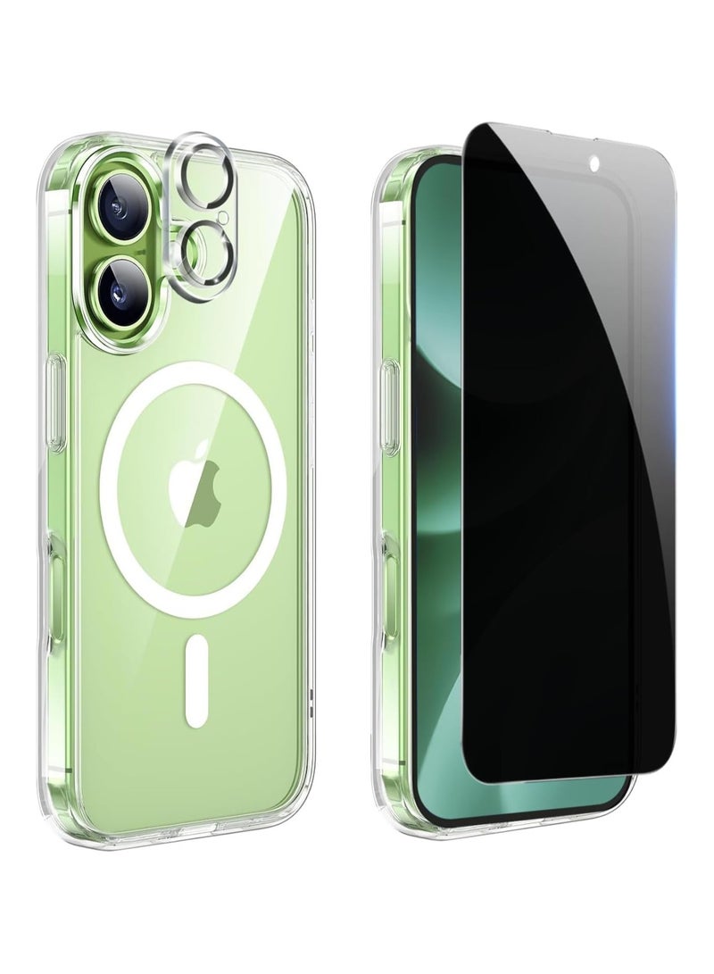 أكاليكس جراب شفاف لهاتف iPhone 17، جراب مغناطيسي شفاف مع واقي شاشة للخصوصية وحامي للكاميرا [متوافق مع MagSafe]، غطاء TPU مقاوم للصدمات - شفاف - Image 1