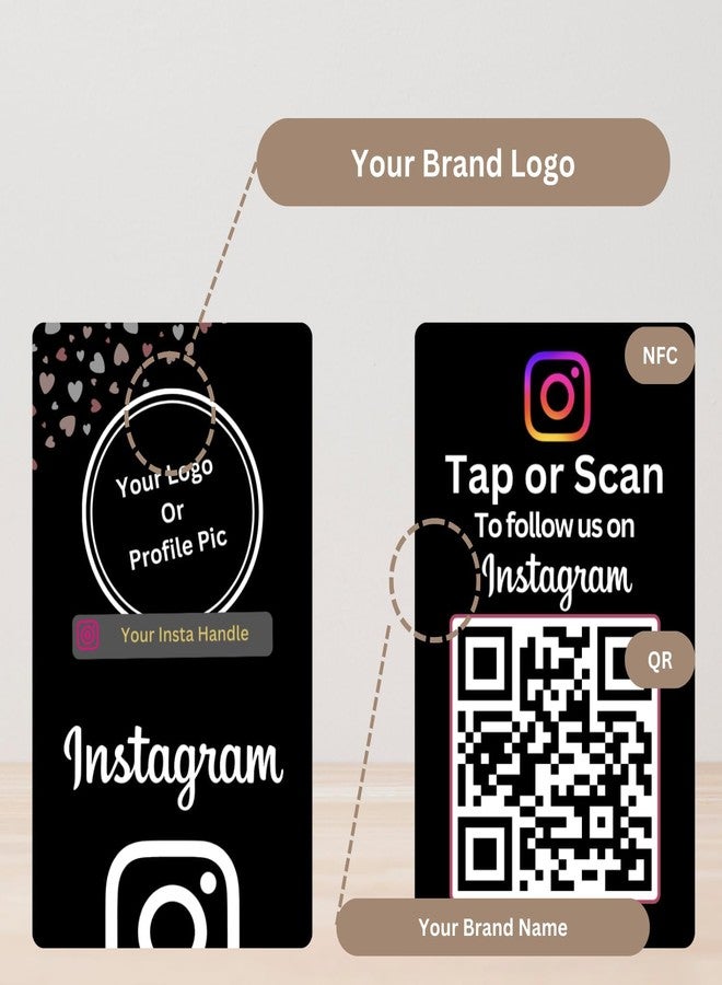 Tinydabba Custom Instagram NFC Card | With QR | With Logo & handle | 4K UV Printed | Black - Image 5