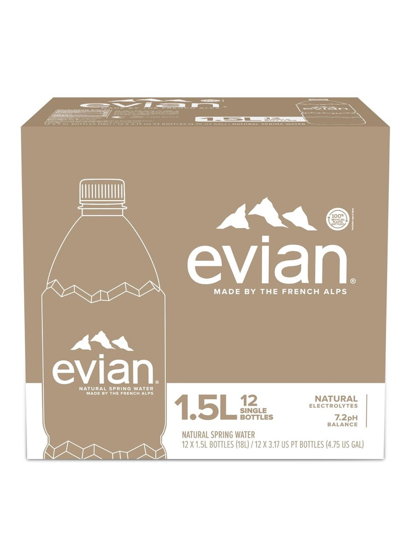 إيفيان Evian Natural Mineral Water, 12 x 1.5L Bottles Pack of 12 - Image 3