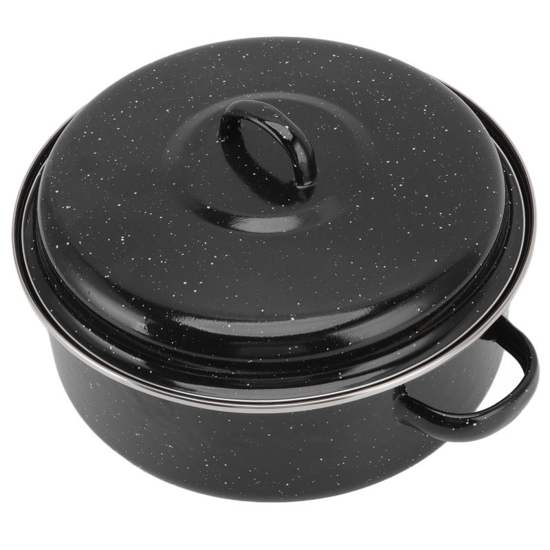 Roasting Pan: 26cm Black Enamel Speckled Finish - Non Stick Evenly Baked Enamel Roasting Pan for Home Baking Bbq Roasting - Image 5