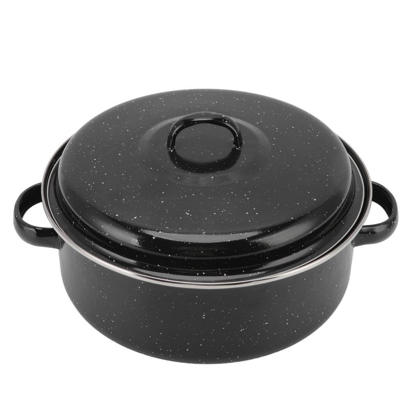 Roasting Pan: 26cm Black Enamel Speckled Finish - Non Stick Evenly Baked Enamel Roasting Pan for Home Baking Bbq Roasting - Image 4