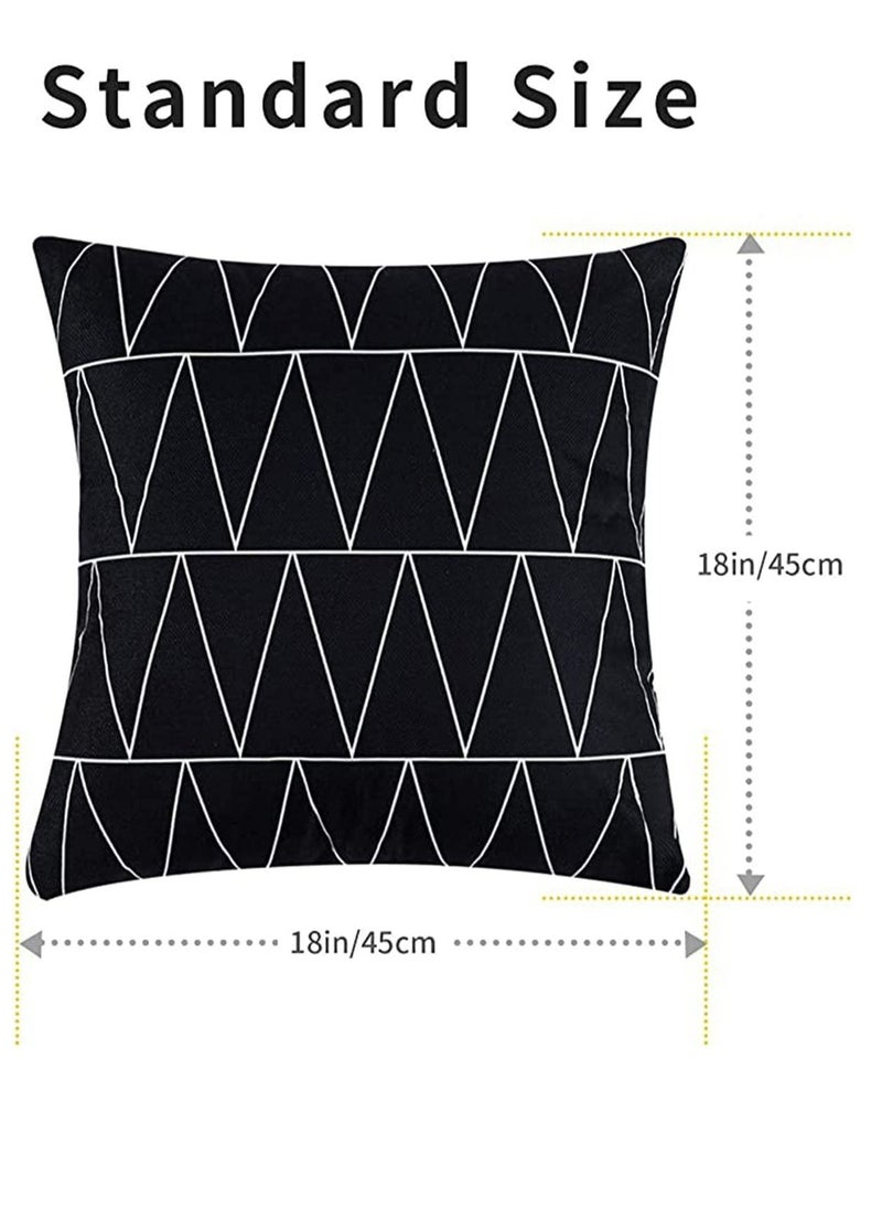 Y&D - Set of 4 Pillowcases Decorative Geometric Square 18 x Inches Throw Pillow Covers - Modern Pattern Linen Cushion Case for Sofa Couch Bed Home Car Office Decor - Image 1