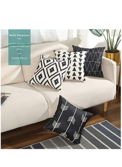 Y&D Set of 4 Pillowcases Decorative Geometric Square 18 x Inches Throw Pillow Covers - Modern Pattern Linen Cushion Case for Sofa Couch Bed Home Car Office Decor  - Image 3