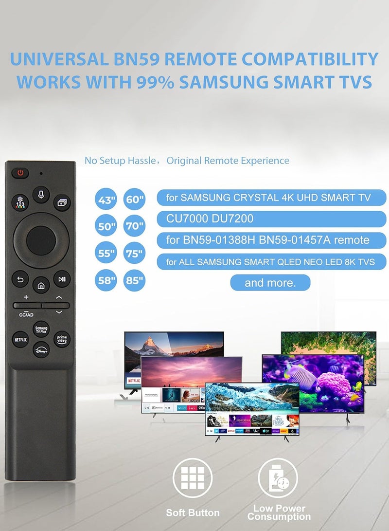 CUBEXELL Voice Remote Control Replacement for Samsung Smart TV (No Solar), Compatible with Most 2018 to 2022 Smasung Crystal UHD QLED The Frame QLED 4K 8K Smart TVs(BN59-01385A/BN59-01385B) - Image 2