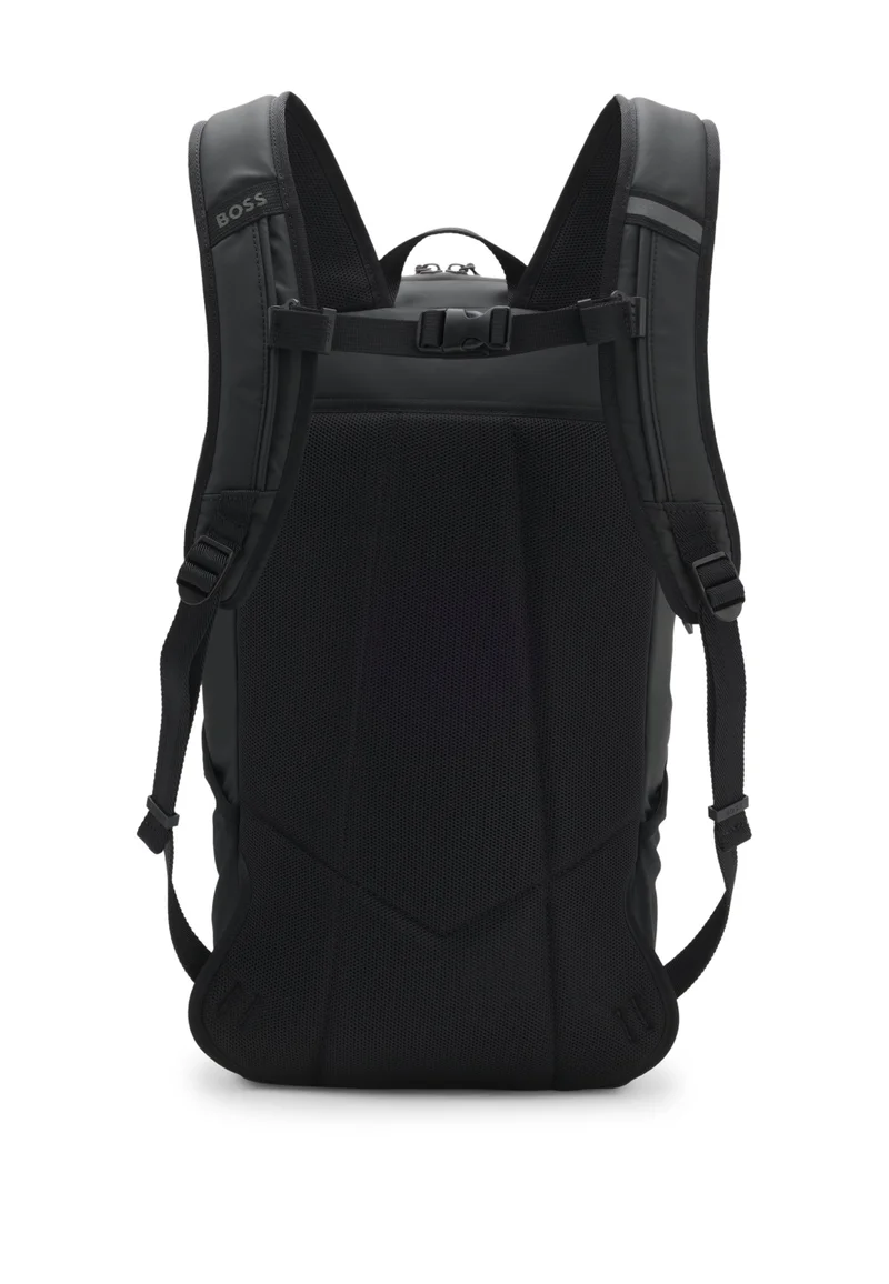 BOSS Faux-leather backpack with reflective details