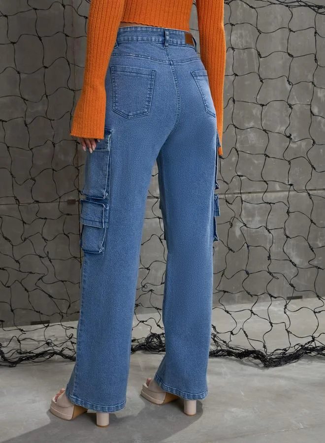 SASSAFRAS Sassafras Women High Rise Multi Pockets Cargo Jeans