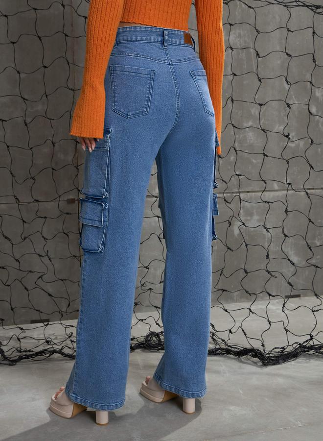 ساسافراس جينز كارغو نسائي بخصر مرتفع وجيوب متعددة من ساسافراس - Image 5