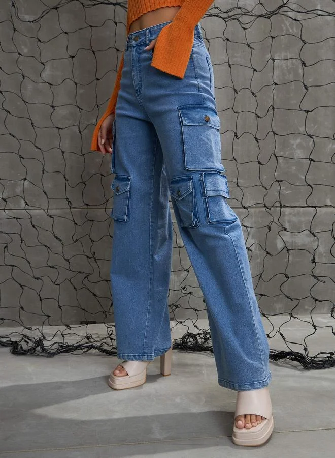 SASSAFRAS Sassafras Women High Rise Multi Pockets Cargo Jeans