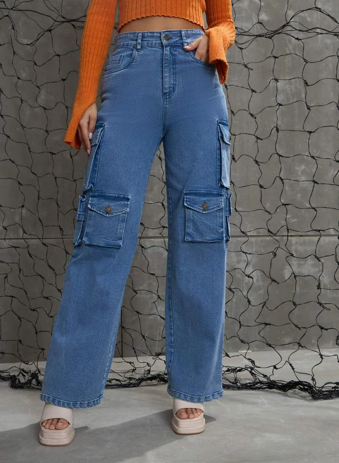 SASSAFRAS Sassafras Women High Rise Multi Pockets Cargo Jeans