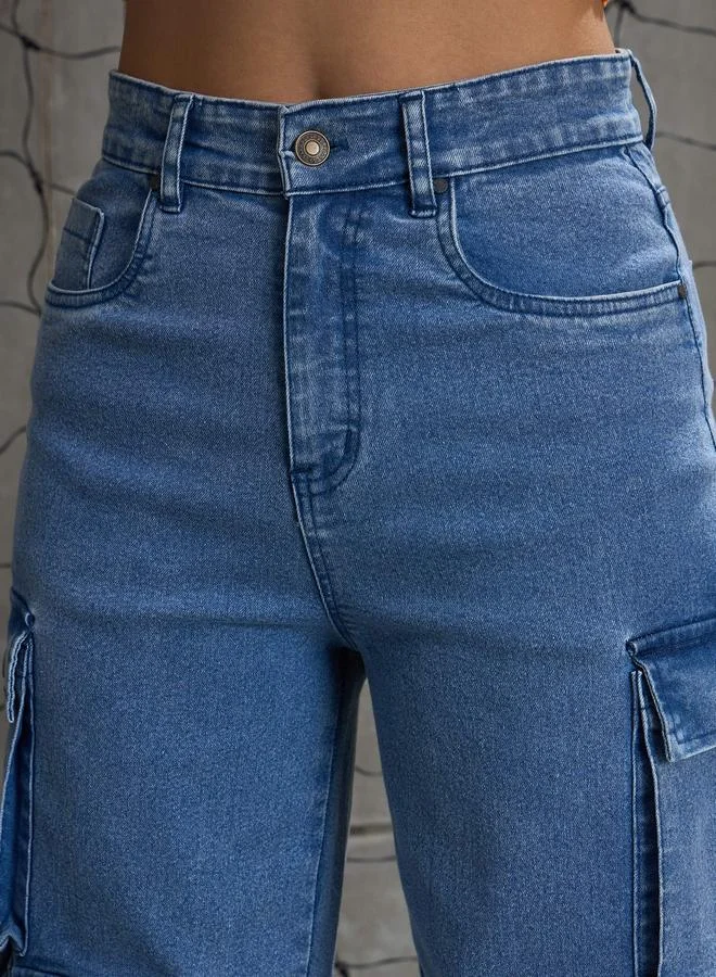 SASSAFRAS Sassafras Women High Rise Multi Pockets Cargo Jeans