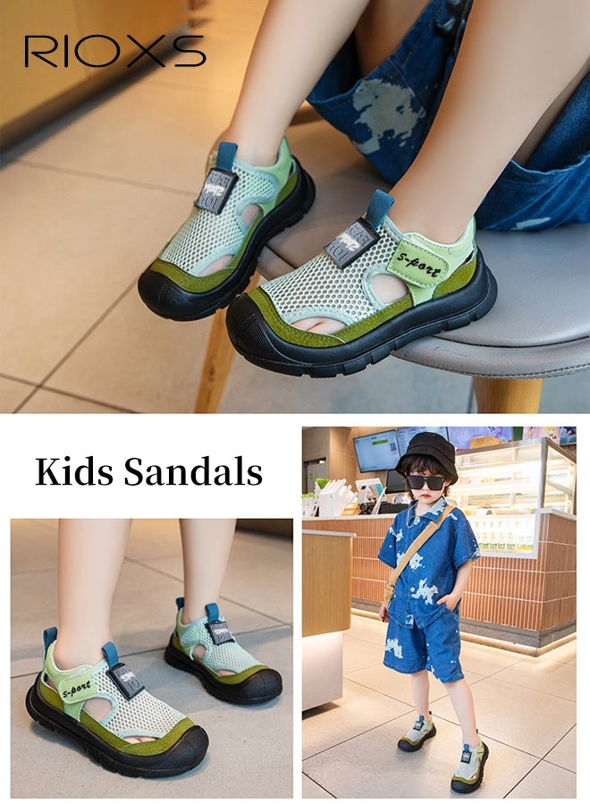 ريوكس صنادل للأطفال، أحذية مائية للأولاد والبنات، صنادل خفيفة الوزن ومسامية مع شريط فيلكرو، أحذية رياضية كاجوال سهلة الارتداء للأطفال الصغار، صنادل شاطئية رياضية للسباحة وركوب الأمواج والأنشطة الداخلية والخارجية، لون أخضر فلوري - Image 4