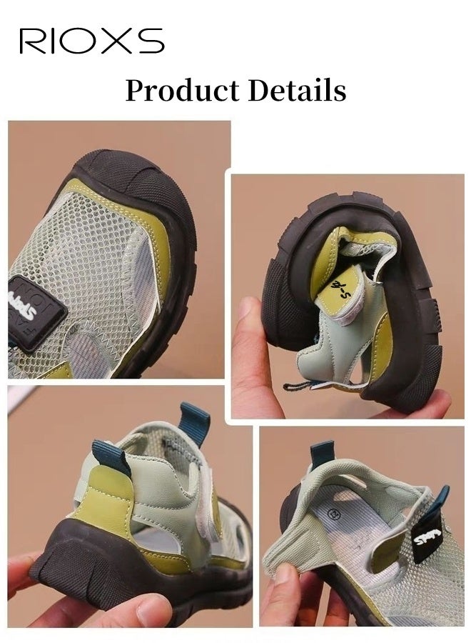 ريوكس صنادل للأطفال، أحذية مائية للأولاد والبنات، صنادل خفيفة الوزن ومسامية مع شريط فيلكرو، أحذية رياضية كاجوال سهلة الارتداء للأطفال الصغار، صنادل شاطئية رياضية للسباحة وركوب الأمواج والأنشطة الداخلية والخارجية، لون أخضر فلوري - Image 3