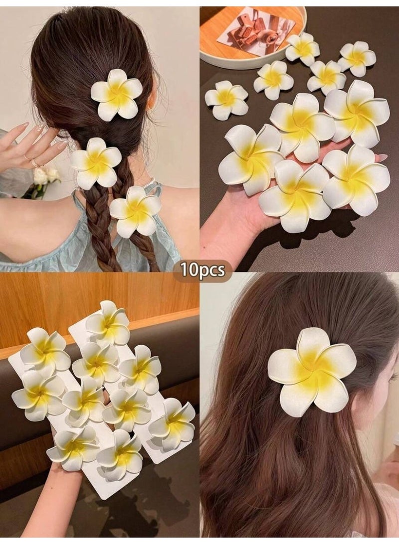 ام كي 10 قطع مشابك شعر نسائية على شكل زهرة البلوميريا. - Image 1