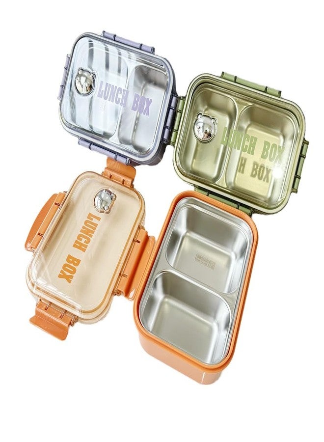 FAGVA 750 ml Stainless Steel Lunch Box with 2 Compartments, 304 Grade Leakproof Tiffin Box, BPA Free Reusable Food Container, Strong Metal Lunch Box for Office, School Kids, Picnic & Daily Use - Image 1