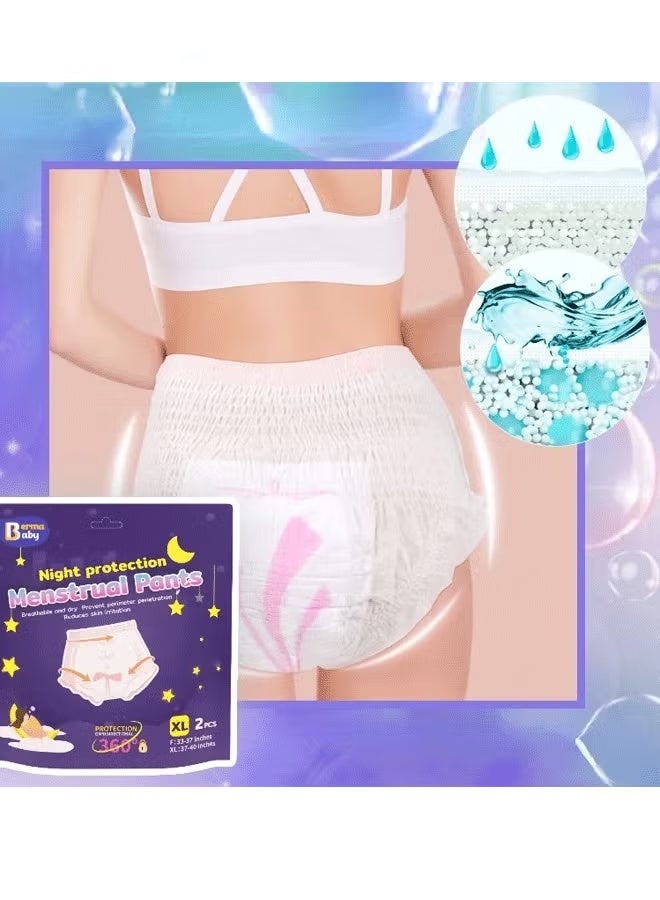 Berma Baby Disposable Menstrual Pants  ,2 Pcs F/XL Ultra-thin Breathable Menstrual Panties Large Soft And Skin-friend  - Image 2