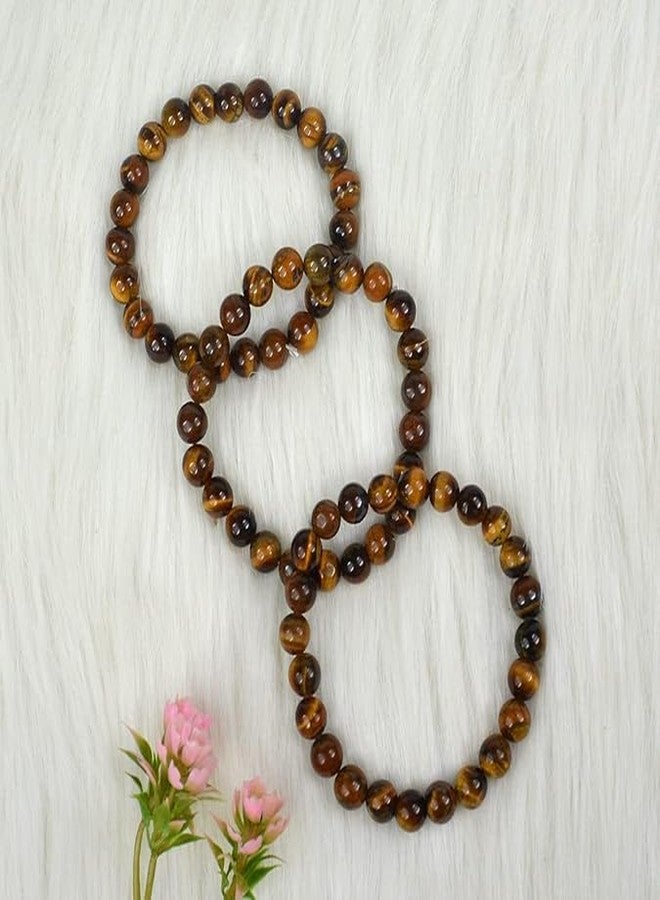 LRK Natural Tiger Eye Bracelet, Tiger Eye Stone Bracelet, Semi Precious Combo Crystal Gemstone Layered Bracelets for Men and Women Pack of 3 pc - Image 5