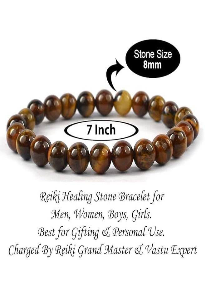 LRK Natural Tiger Eye Bracelet, Tiger Eye Stone Bracelet, Semi Precious Combo Crystal Gemstone Layered Bracelets for Men and Women Pack of 3 pc - Image 4