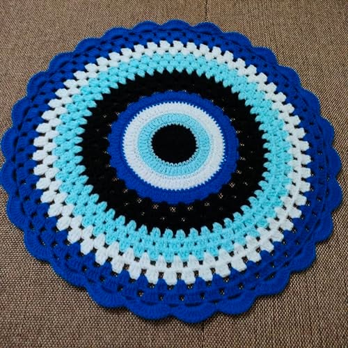 Ritika Craft Woolen Crochet Handmade Evileye Doily/placemat/Table mat (17 inch) - Image 3