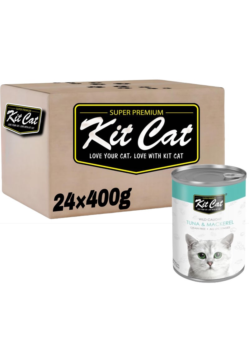 Kit Cat Kit Cat (24 packs) wet cat food with tuna and mackerel flavor for small and large cats / 400 grams  - Image 1