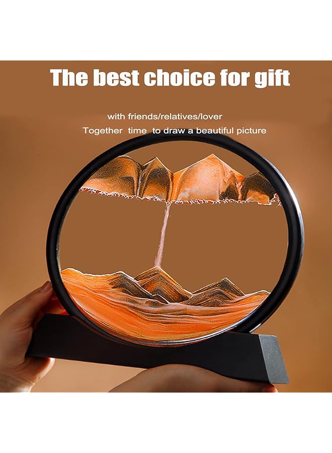 erorex 3D Moving Sand Art，Picture Round Glass Frame Sandscapes Fl Sand Frame，3D Deep Sea Display In Motion Dynamic Fl Grit Photo Hourglass Desktop Art Toys For Home Decor And Office Gold 12 Inch - Image 3