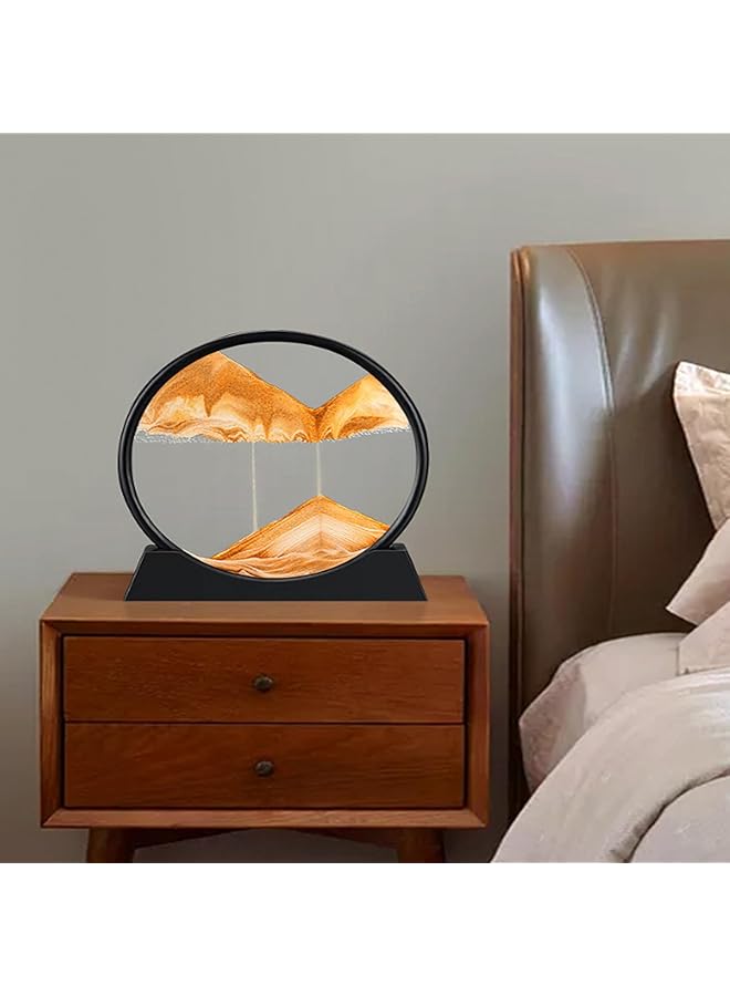 erorex 3D Moving Sand Art，Picture Round Glass Frame Sandscapes Fl Sand Frame，3D Deep Sea Display In Motion Dynamic Fl Grit Photo Hourglass Desktop Art Toys For Home Decor And Office Gold 12 Inch - Image 4