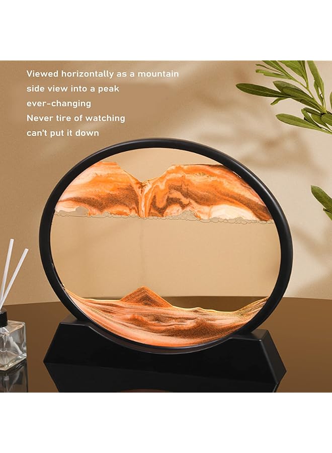 erorex 3D Moving Sand Art，Picture Round Glass Frame Sandscapes Fl Sand Frame，3D Deep Sea Display In Motion Dynamic Fl Grit Photo Hourglass Desktop Art Toys For Home Decor And Office Gold 12 Inch - Image 2
