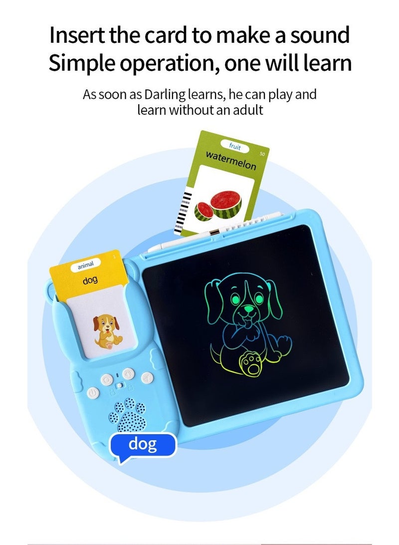 Halamodo Blue Drawing Machine + 112 English Word Cards (224 Contents) | Kids Educational Enlightenment Toy | LCD Doodle Writing Board | Bilingual Card-Based Learning System | ABS Eco-Friendly Material | Type-C Charging | Parent-Child Interactive Game | Music/Sound Function | Cognitive & Sensory Development | Hand-Eye Coordination Training - Image 3