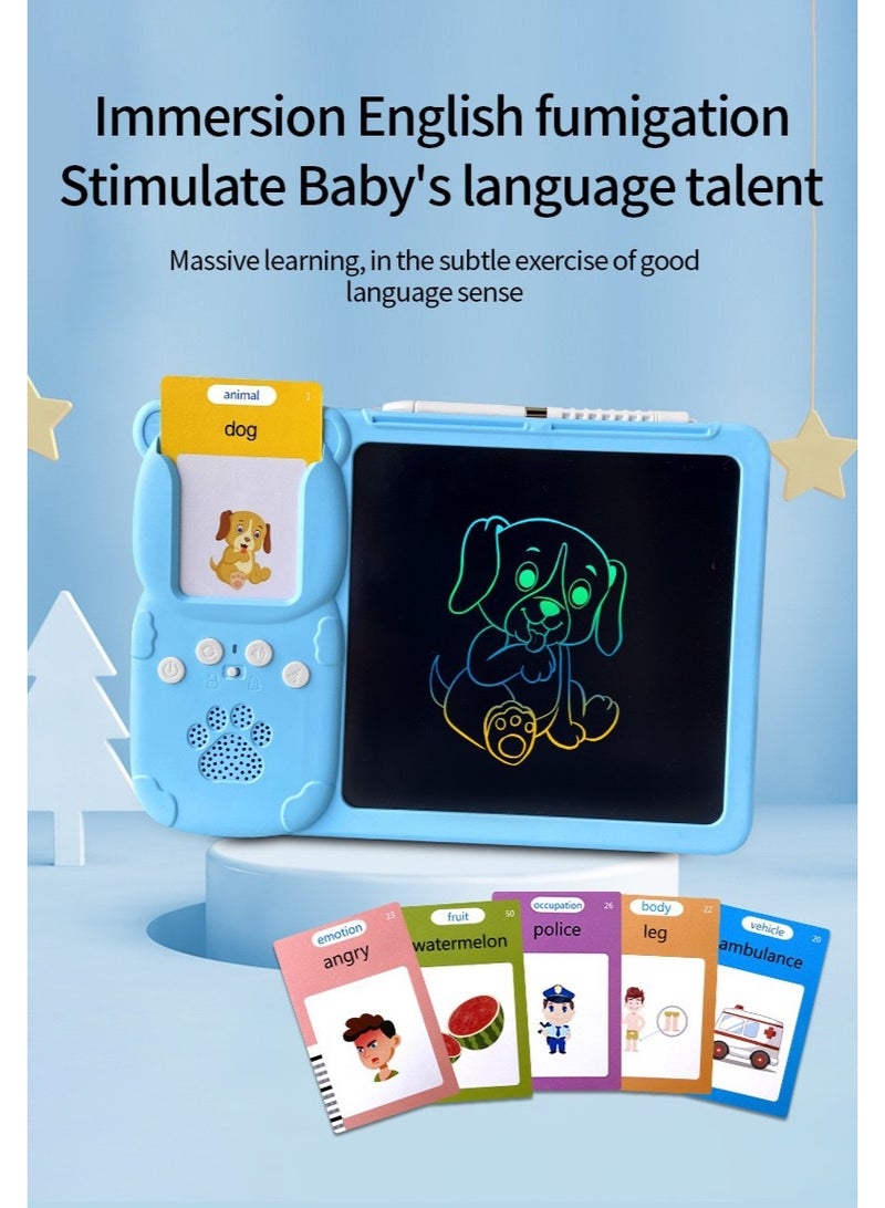 Halamodo Blue Drawing Machine + 112 English Word Cards (224 Contents) | Kids Educational Enlightenment Toy | LCD Doodle Writing Board | Bilingual Card-Based Learning System | ABS Eco-Friendly Material | Type-C Charging | Parent-Child Interactive Game | Music/Sound Function | Cognitive & Sensory Development | Hand-Eye Coordination Training - Image 1