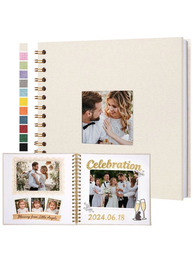 Yopih Linen Covered Scrapbook Photo Album, 8x8 Inches with Hardcover Kraft White Pages - Ideal for Travel, Wedding, Guest Book, Christmas, Baby Shower (20 Sheets/40 Pages) - Image 1