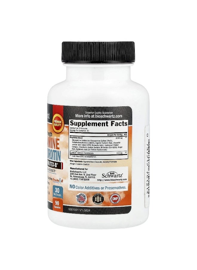 BioSchwartz - BioSchwartz, Glucosamine MSM + Chondroitin with Patented Fruitex-B®, Maximum Strength, 90 Capsules - Image 1