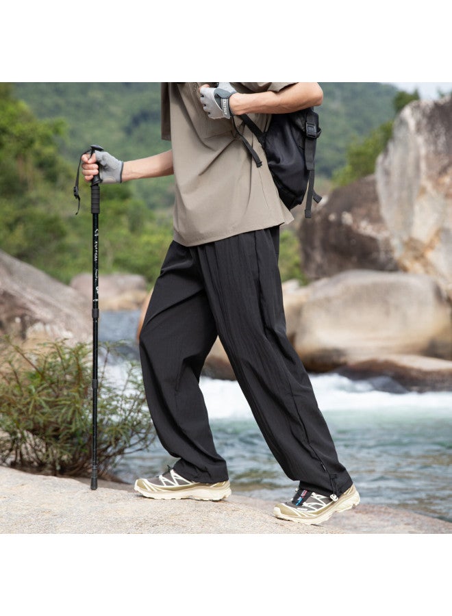 Homlean Outdoor Casual Pants For Men, Hiking Breathable Wear-resistant Cargo Trousers, Loose Straight Wide-leg Hz04 Matte Black 2XL - Image 4