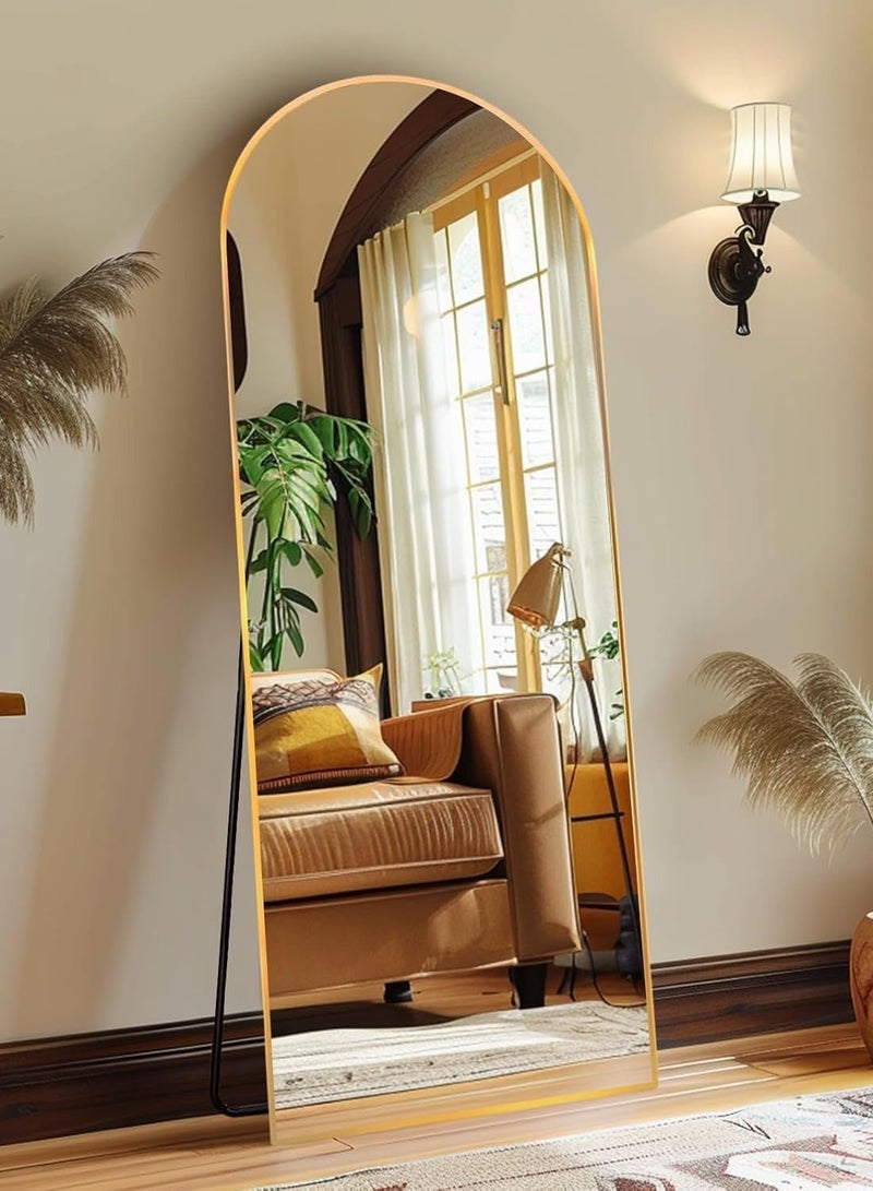 الأزرق جي دبليو مرآة مقوسة بالطول الكامل بزاوية قائمة - مرآة مقوسة بزاوية قائمة ومثبتة على الحائط بزوايا زجاجية عالية الدقة قابلة للتعديل إطار من الألومنيوم المتين ديكور منزلي عصري وأنيق لغرفة النوم غرفة المعيشة مدخل غرفة الملابس خزانة المدخل والممر - تصميم متين عالي الجودة (ذهبي) - Image 2