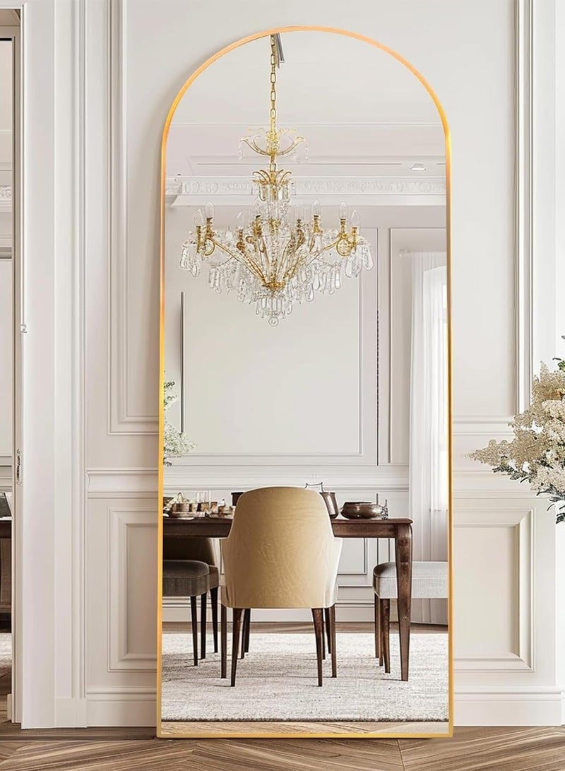 الأزرق جي دبليو مرآة مقوسة بالطول الكامل بزاوية قائمة - مرآة مقوسة بزاوية قائمة ومثبتة على الحائط بزوايا زجاجية عالية الدقة قابلة للتعديل إطار من الألومنيوم المتين ديكور منزلي عصري وأنيق لغرفة النوم غرفة المعيشة مدخل غرفة الملابس خزانة المدخل والممر - تصميم متين عالي الجودة (ذهبي) - Image 5