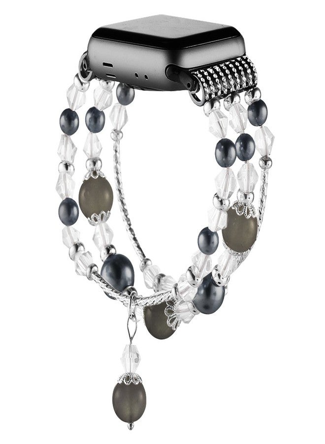 Simpeak Replacement iWatch Band Women Girl Fashion Beaded Elastic Bracelet Band Strap for 38mm 40mm 41mm Apple Watch Series 8/7/6/SE/5/4/3/2/1, Black - Image 5