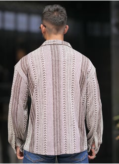 Maniac Men Full Sleeve Collared Neck Brown Oversized Shirt  - Image 3