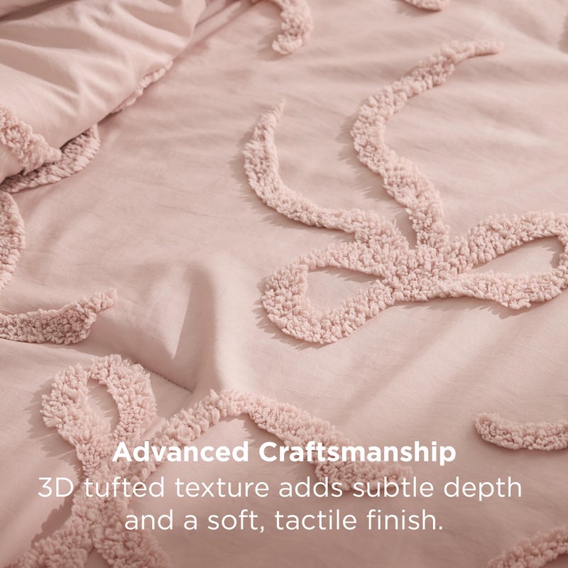 Bedsure Tufted Rose Pink Queen Size Comforter Sets, GentleSoftâ„¢ 3 Pieces Bow Cute Bedding Pink Room Decor, Gifts for Girls Teens Women, All Seasons, 1 Bed Comforter, 2 Pillow Shams, 90x90 Inches - Image 2