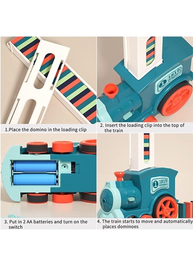 Beauenty - Kid's Domino Train Blocks Set,Domino Train Toy Blocks Domino Set Building And Stacking Toy,Automatic Laying Domino Building Game Puzzle Diy Train Toy,For 3+ Year Old Boys Girls - Image 1