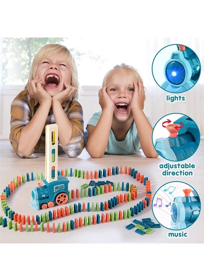 Beauenty - Kid's Domino Train Blocks Set,Domino Train Toy Blocks Domino Set Building And Stacking Toy,Automatic Laying Domino Building Game Puzzle Diy Train Toy,For 3+ Year Old Boys Girls - Image 1