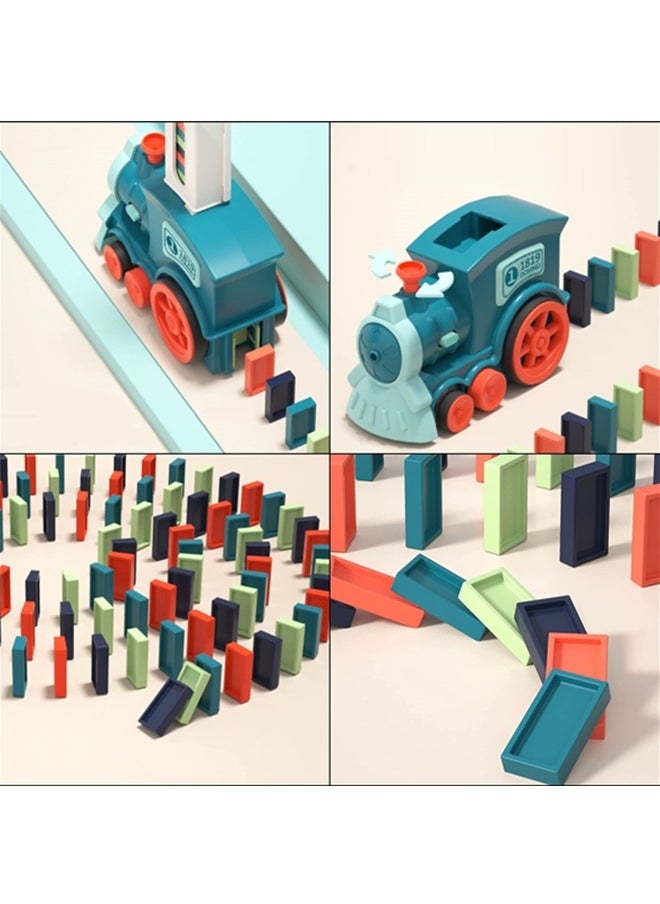 Beauenty - Kid's Domino Train Blocks Set,Domino Train Toy Blocks Domino Set Building And Stacking Toy,Automatic Laying Domino Building Game Puzzle Diy Train Toy,For 3+ Year Old Boys Girls - Image 1